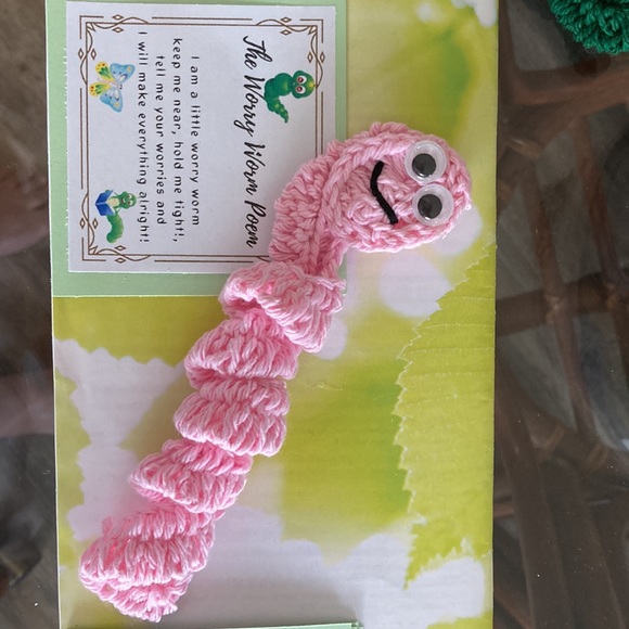 SPECIAL 2 for $25 Handmade 8” wiggly Worry Worm with Poem Amigurumi - Picture 15 of 16